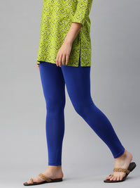 De Moza Ladies Ankle Length Leggings Solid Cotton Royal Blue