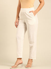 Printed Straight Pant-Offwhite - De Moza