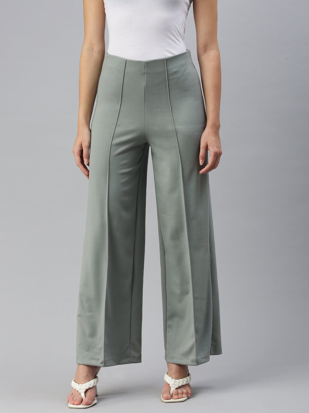 De Moza Women Formal Pant Sage Green - De Moza