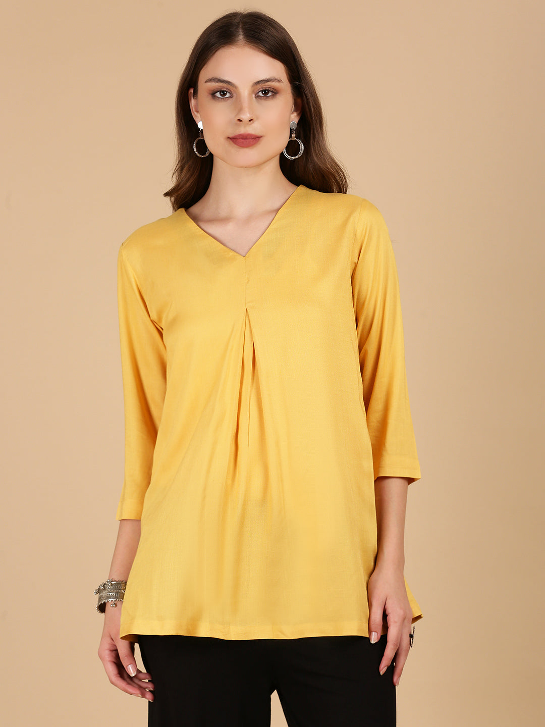De Moza Women Woven Viscose loosed Fit Top Gold - De Moza