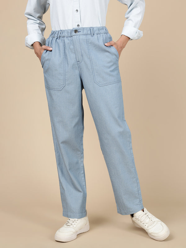 Straight Pant-Mid Blue - De Moza