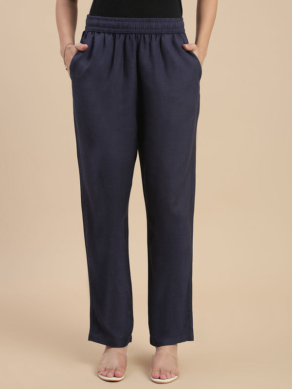 De Moza Women Casual Pants Navy Blue - De Moza
