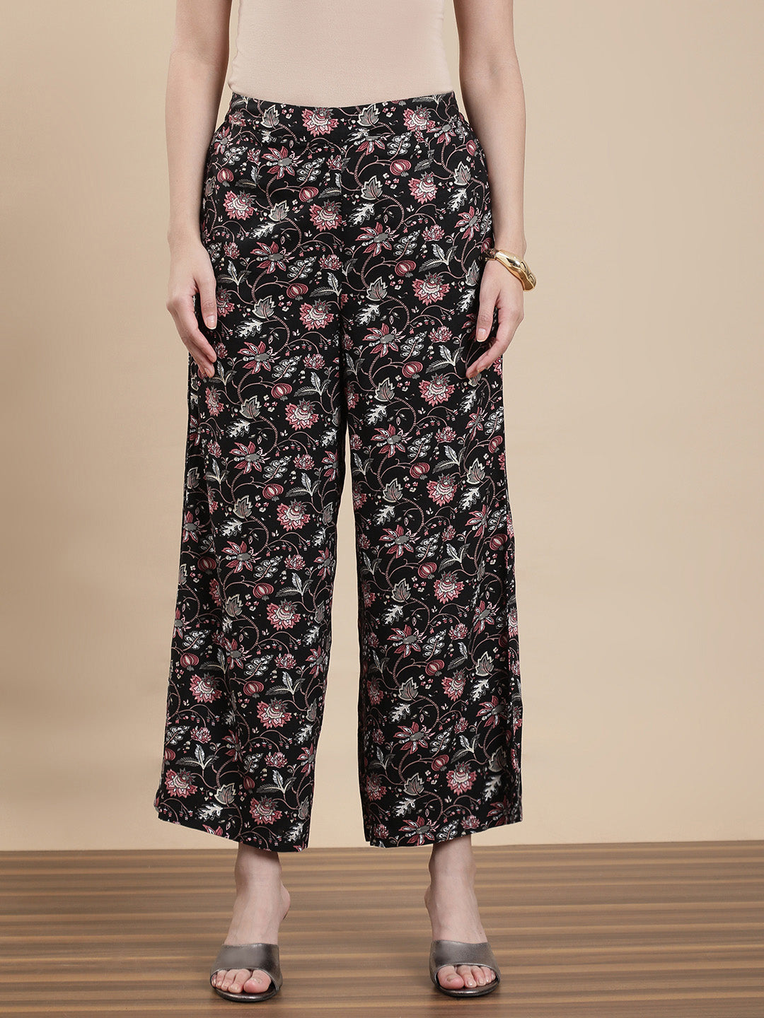 De Moza Women Co-ords with Pack of Top & Palazzo Black