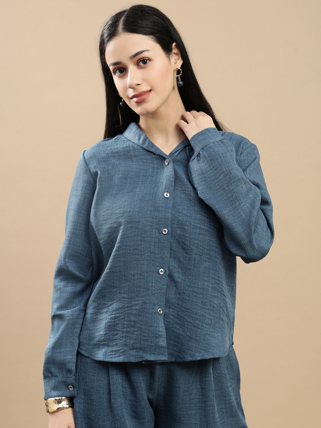 De Moza Women Casual Top Teal Blue