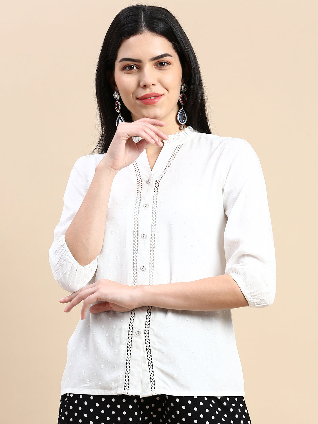 De Moza Women Shirt Top Off White