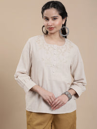 De Moza Women Casual Top Natural