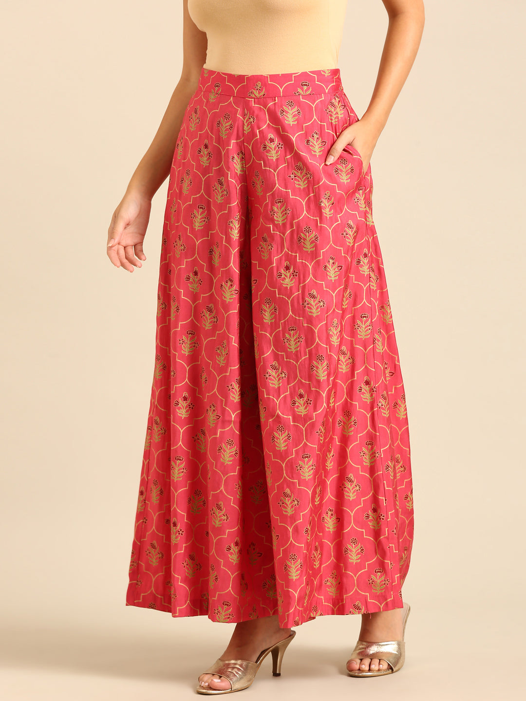 Palazzo All Over Print-Coral - De Moza