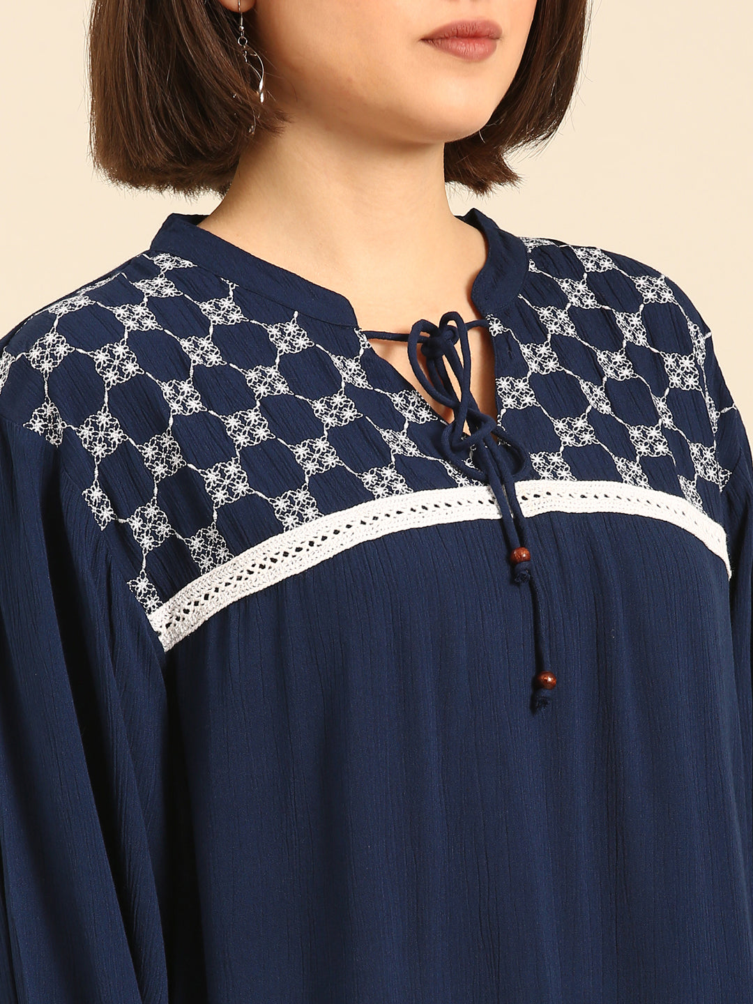 Top Embroidered-Indigo Blue - De Moza