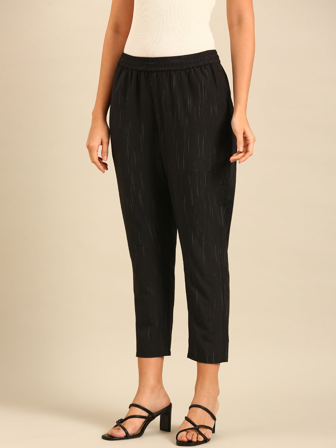 Printed Straight Pant-Black - De Moza