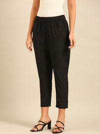 Printed Straight Pant-Black - De Moza