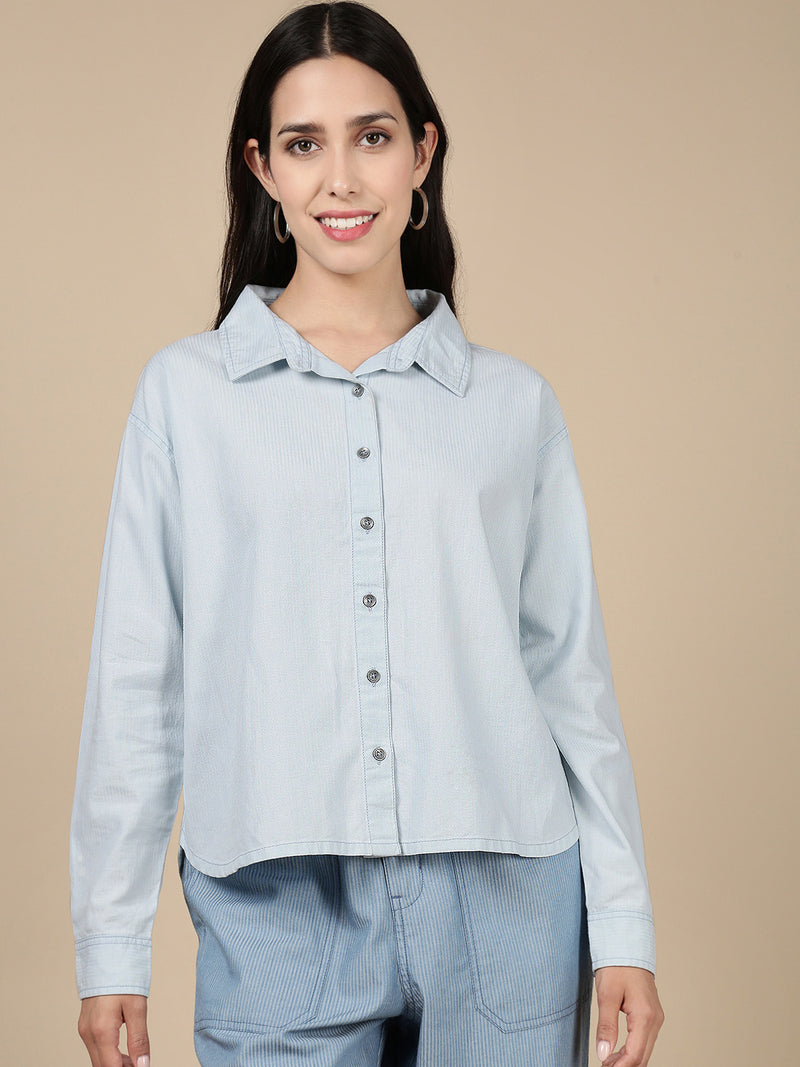 Denim Shirt-Ice Blue - De Moza
