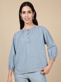 Denim Top-Mid Blue