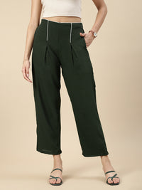 Pleated Pants-Olive