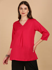 De Moza Women Woven Viscose loosed Fit Top Fuchsia