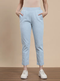 De Moza Women Casual Pants Ice Blue