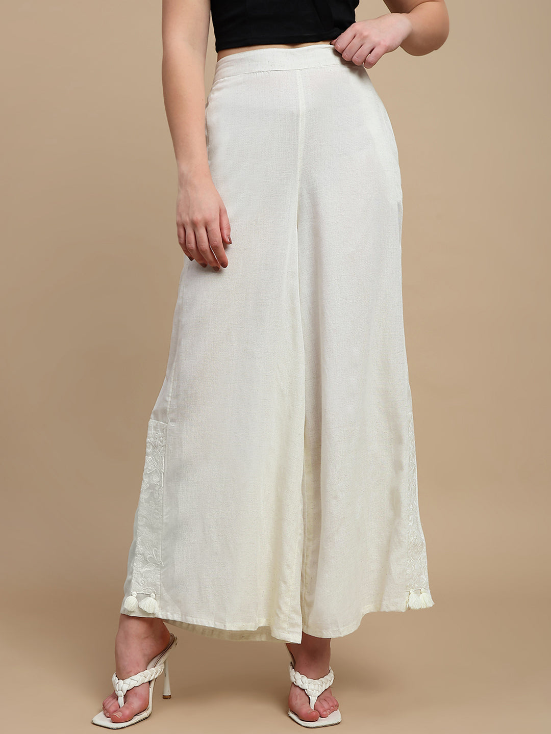 De Moza Women Casual Palazzo Natural - De Moza