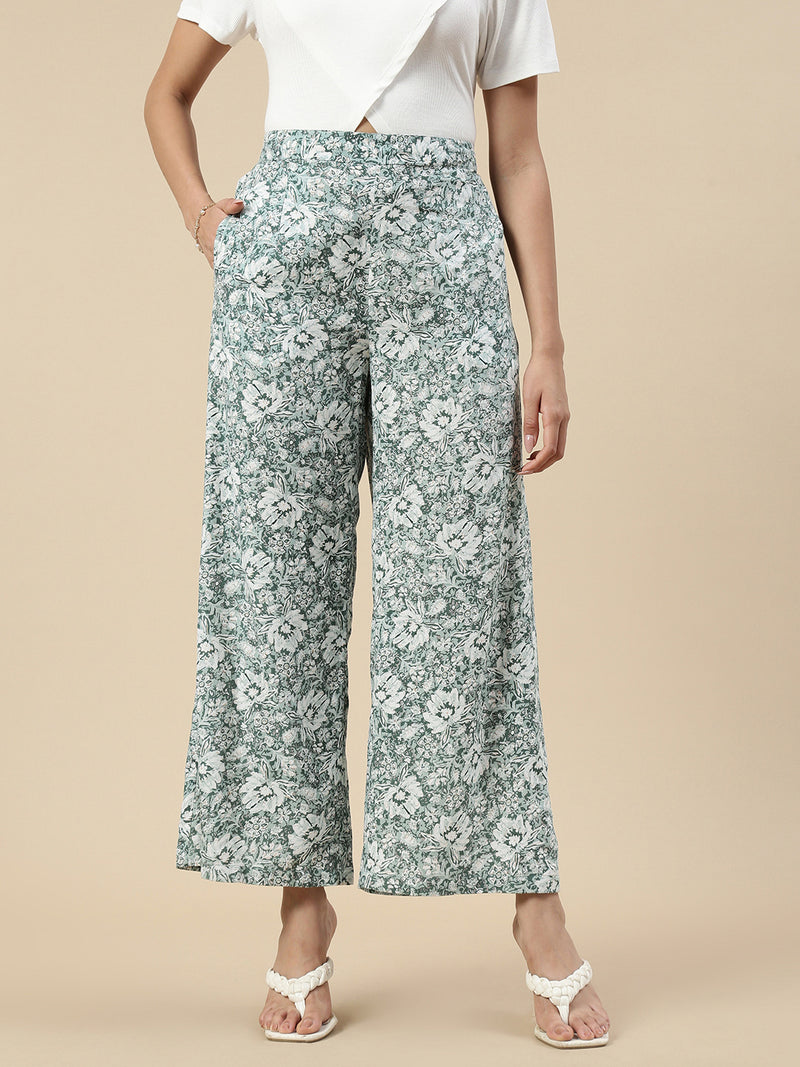 Wide Leg Palazzo-Greyish Teal - De Moza