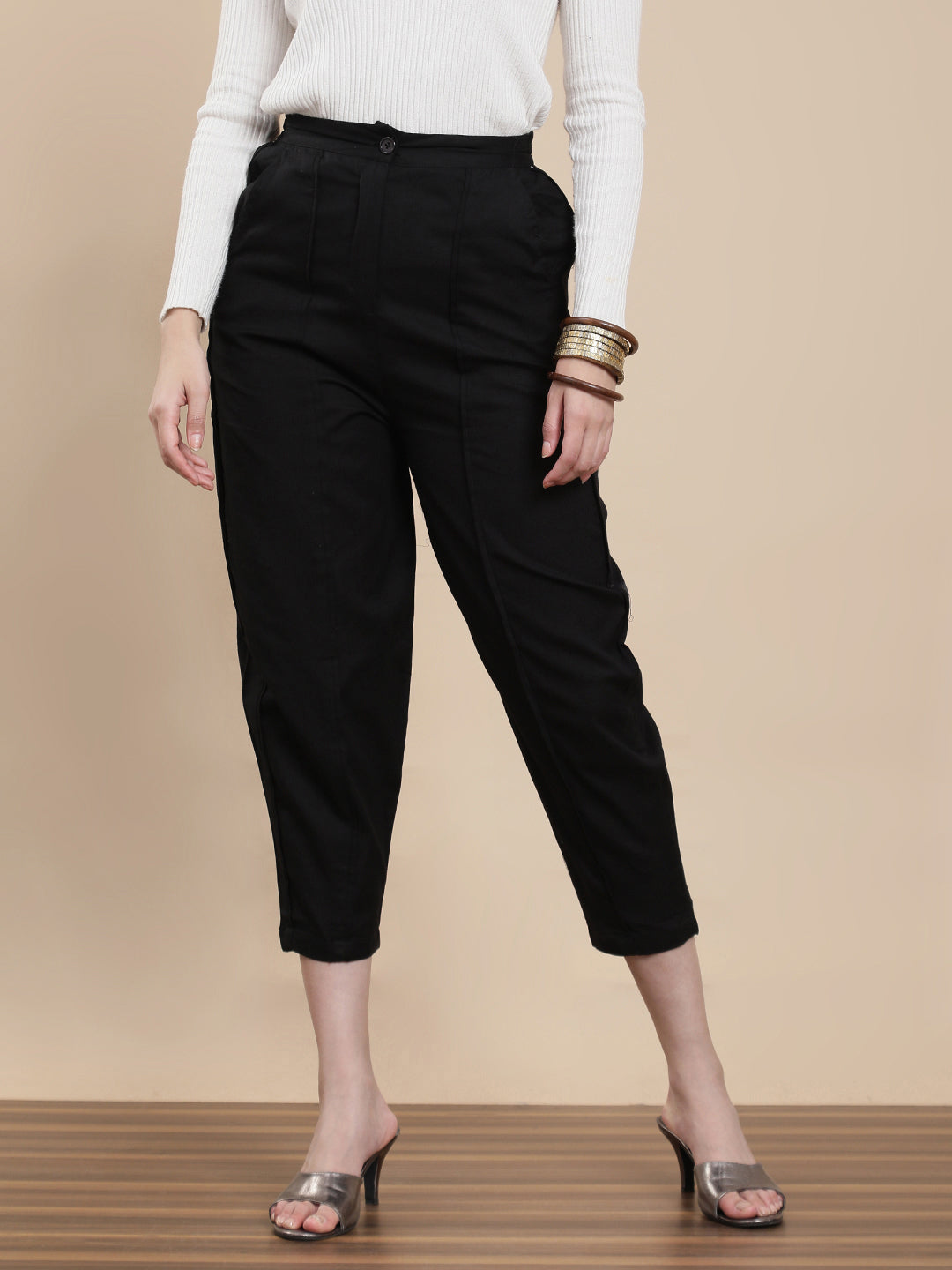 De Moza Women Casual Pants Black