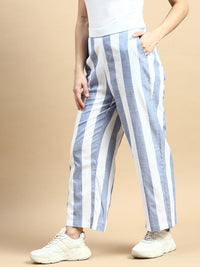 Straight Pant Striped-Blue - De Moza
