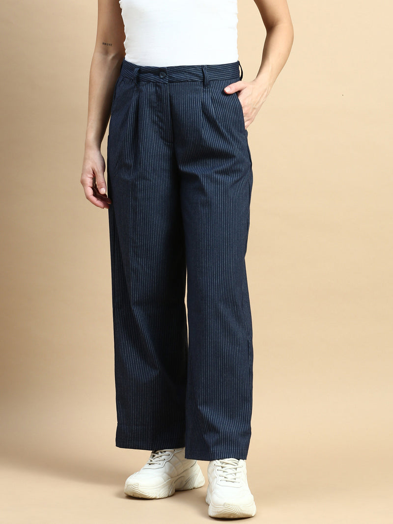Formal Pants Stripped-Navy - De Moza