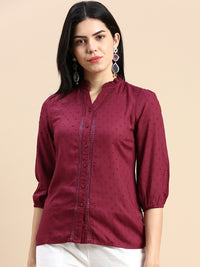 De Moza Women Shirt Top Burgundy