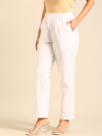 Straight Pant All Over Print-White - De Moza