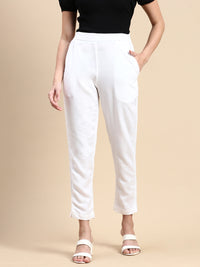 De Moza Women Cigarette Pant White