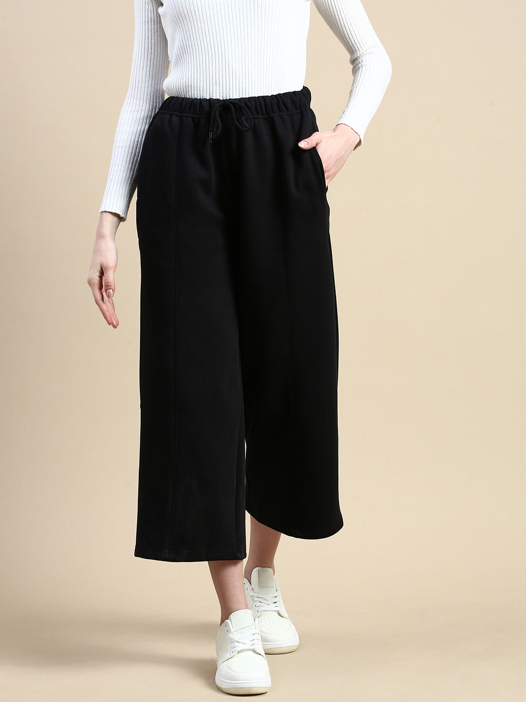 Wide Leg Straight Pant-Black - De Moza