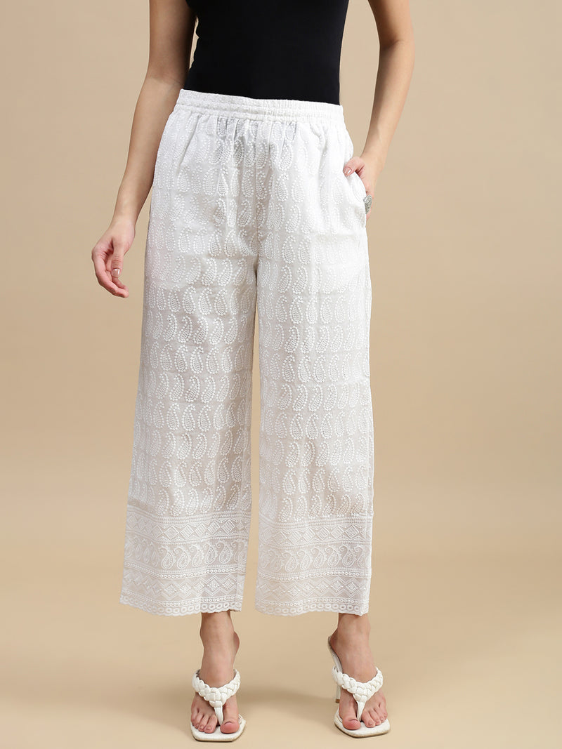 De Moza Women Casual Palazzo White