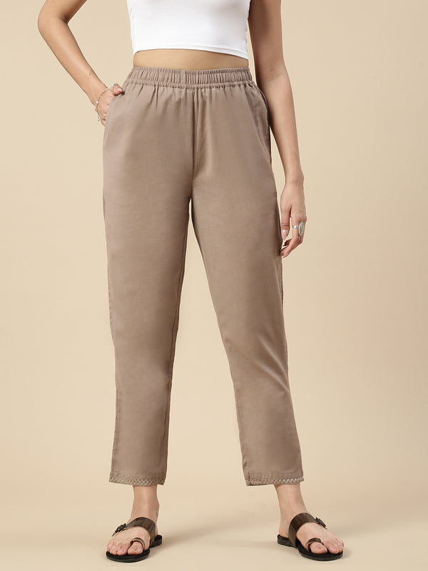 Cigarette Pants-Taupe - De Moza