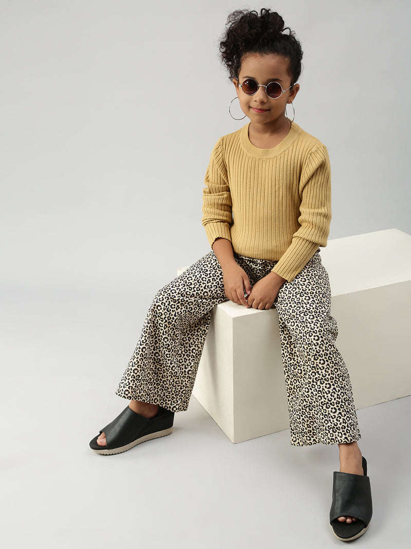 De Moza Girls Printed Palazzo Black