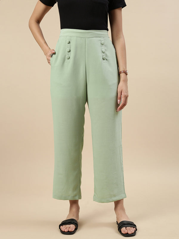 Casual Straight Pant-Mint Green - De Moza