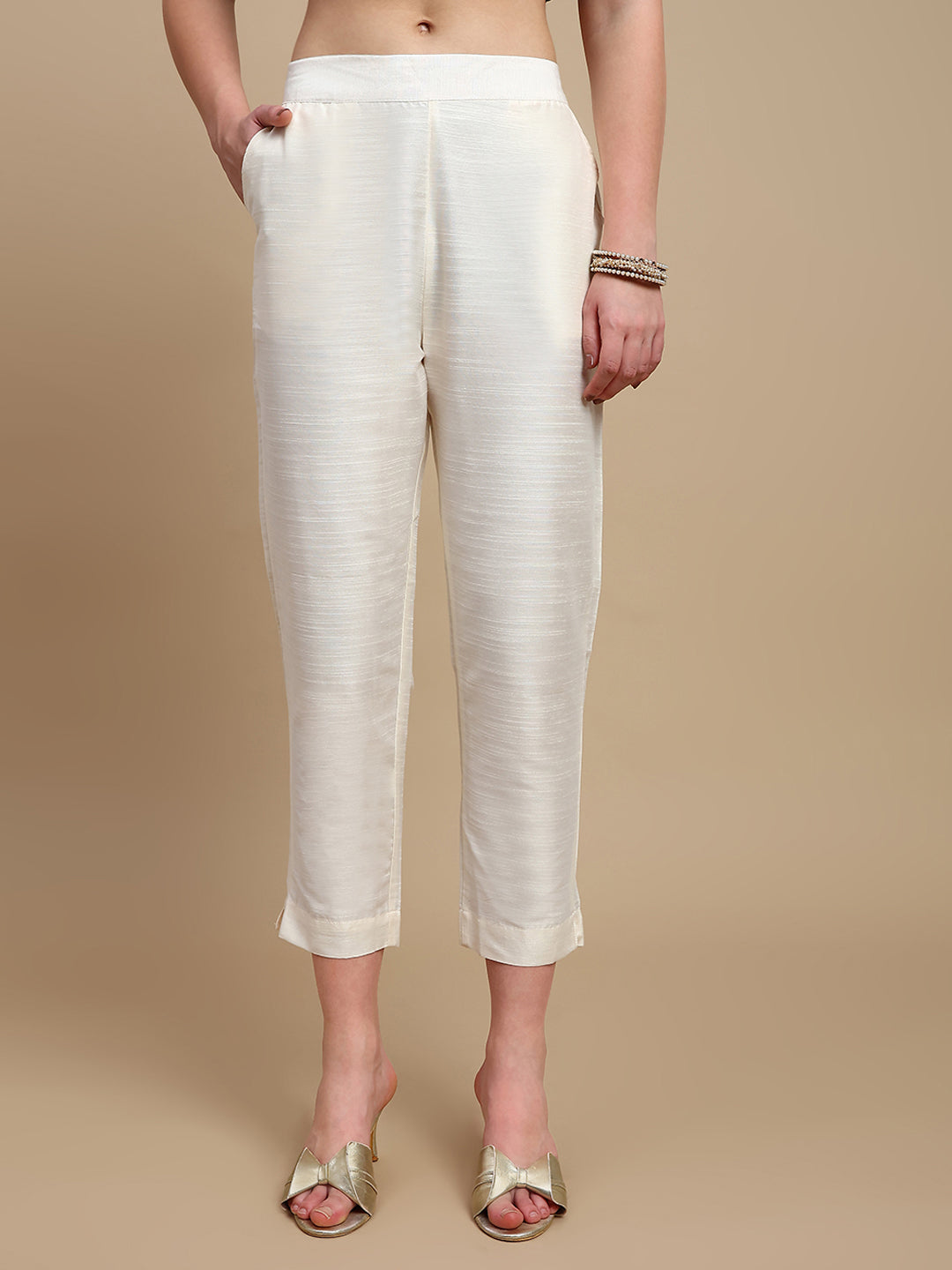 De Moza Women Casual Pants Offwhite - De Moza