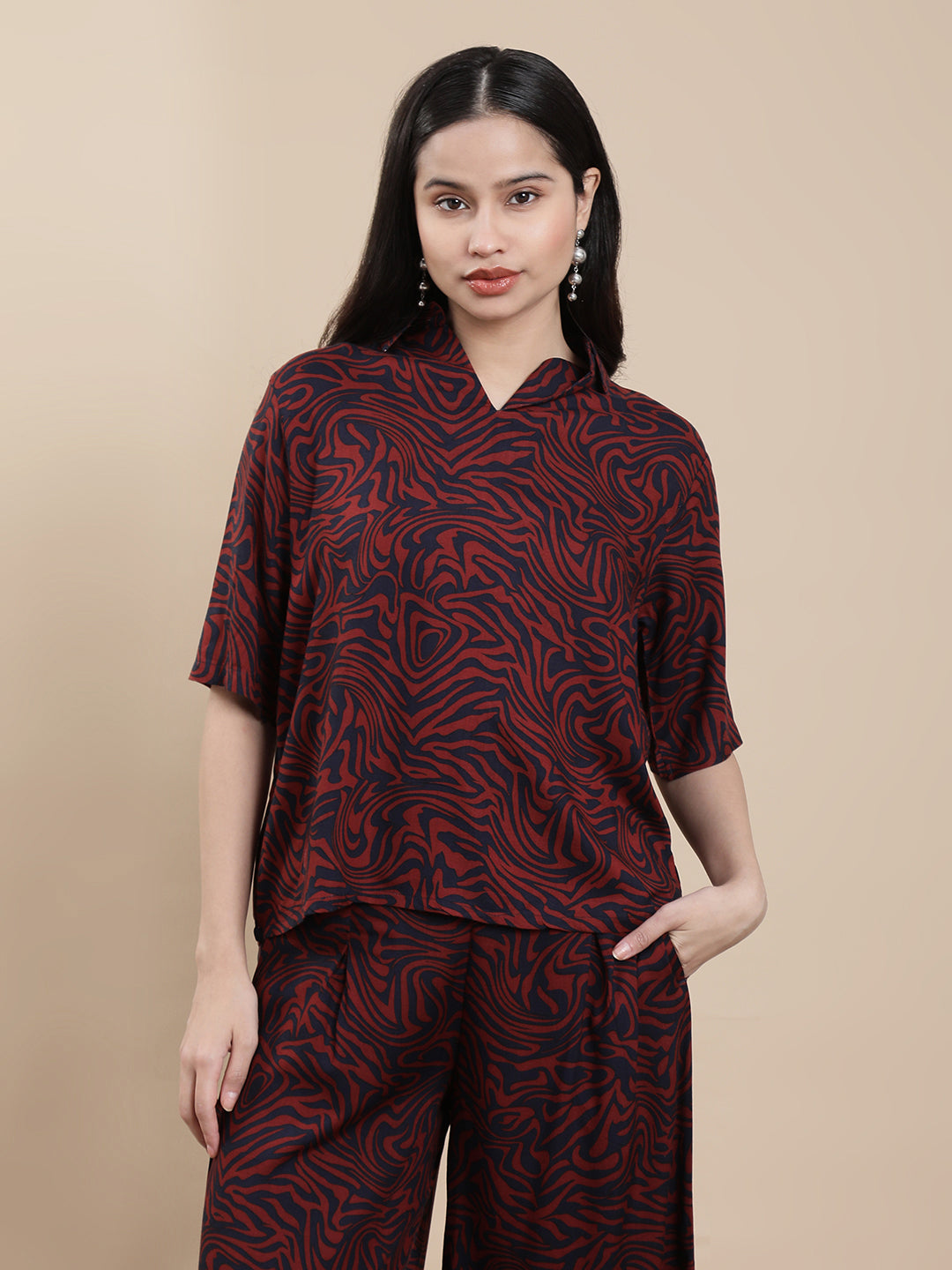 De Moza Women Casual Top Maroon