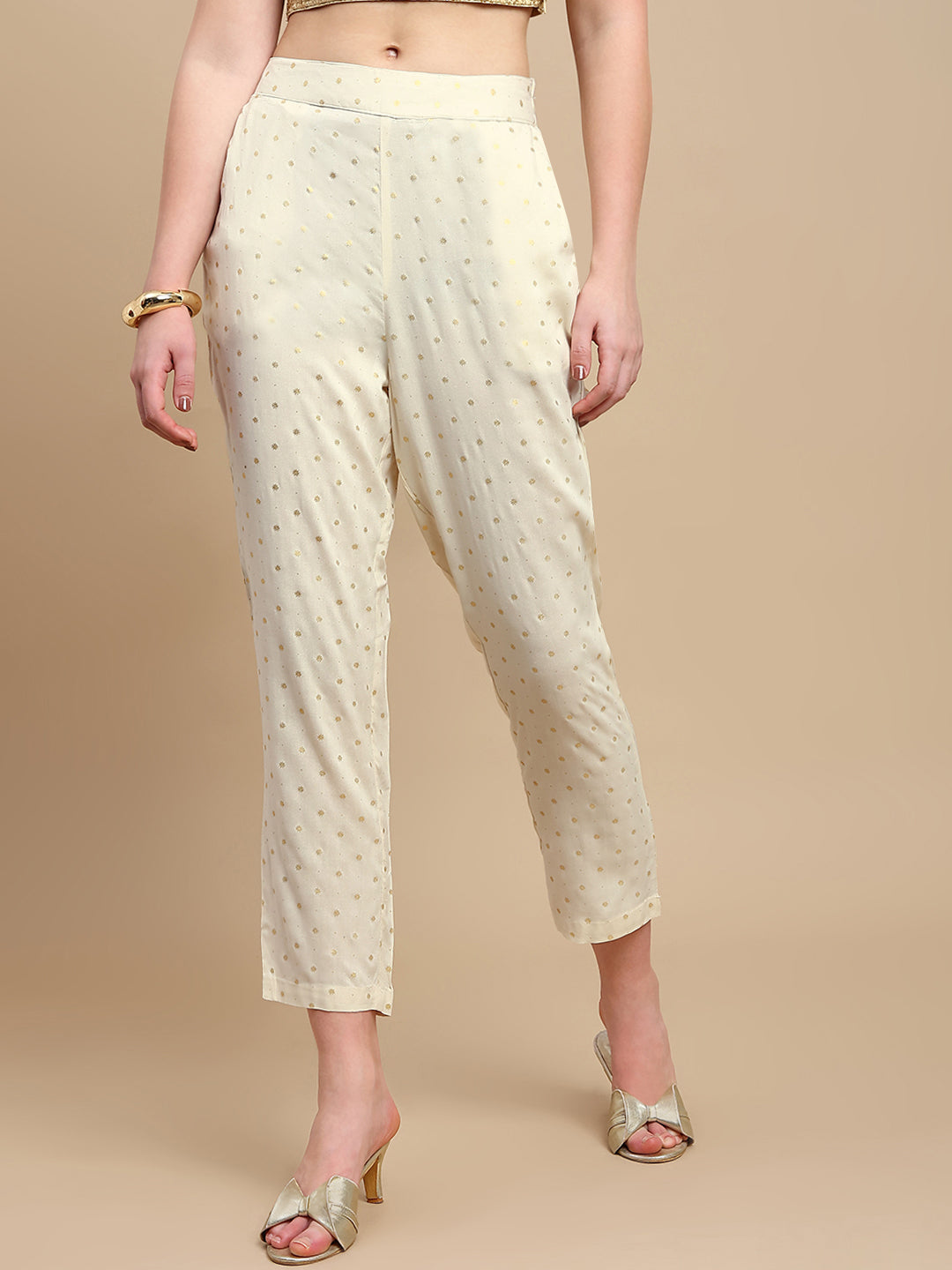 De Moza Women Festive Pants Offwhite - De Moza