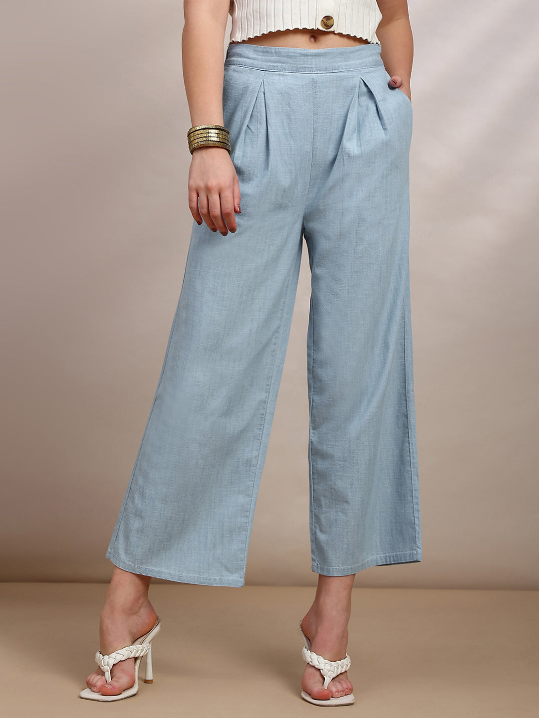 De Moza Women Casual Pants Ice Blue - De Moza