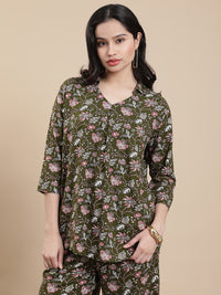 De Moza Women Co-ords with Pack of Top & Palazzo Deep Green