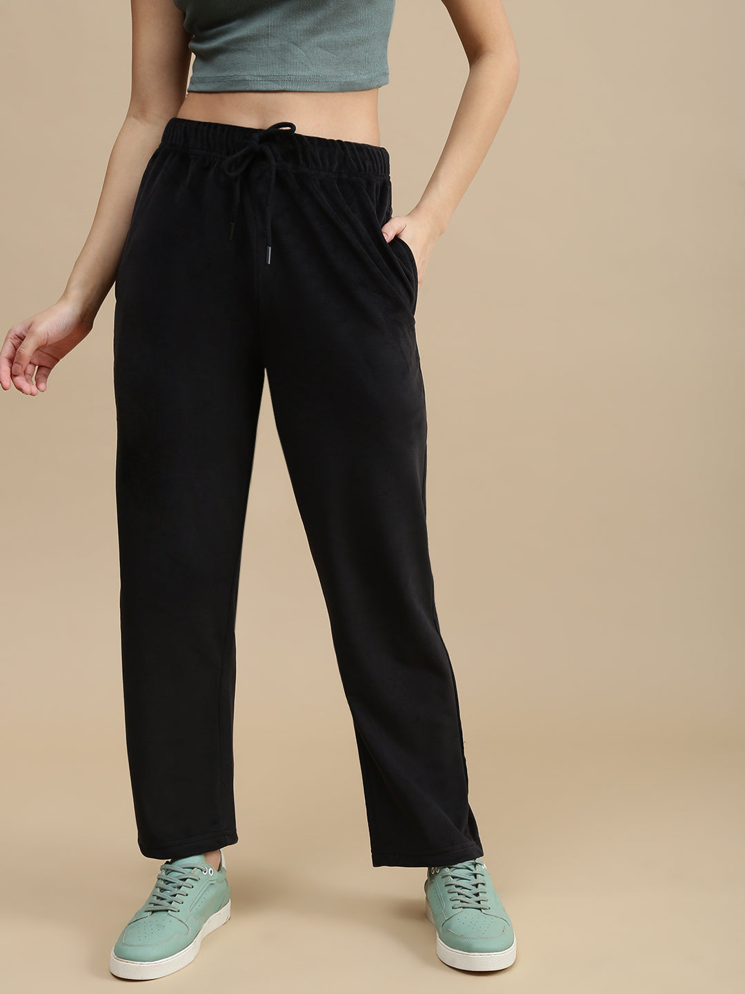 De Moza Women Casual Pants Black