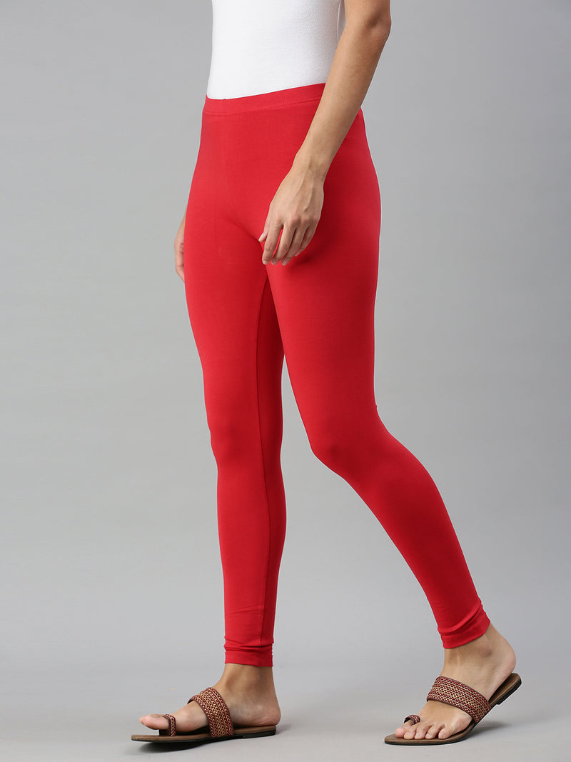 De Moza LadieDe Moza Ladies Ankle Length Leggings Solid Cotton Light Reds Ankle Length Leggings Solid Light Red