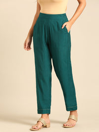 Cigarette Pant-Peacock Green - De Moza