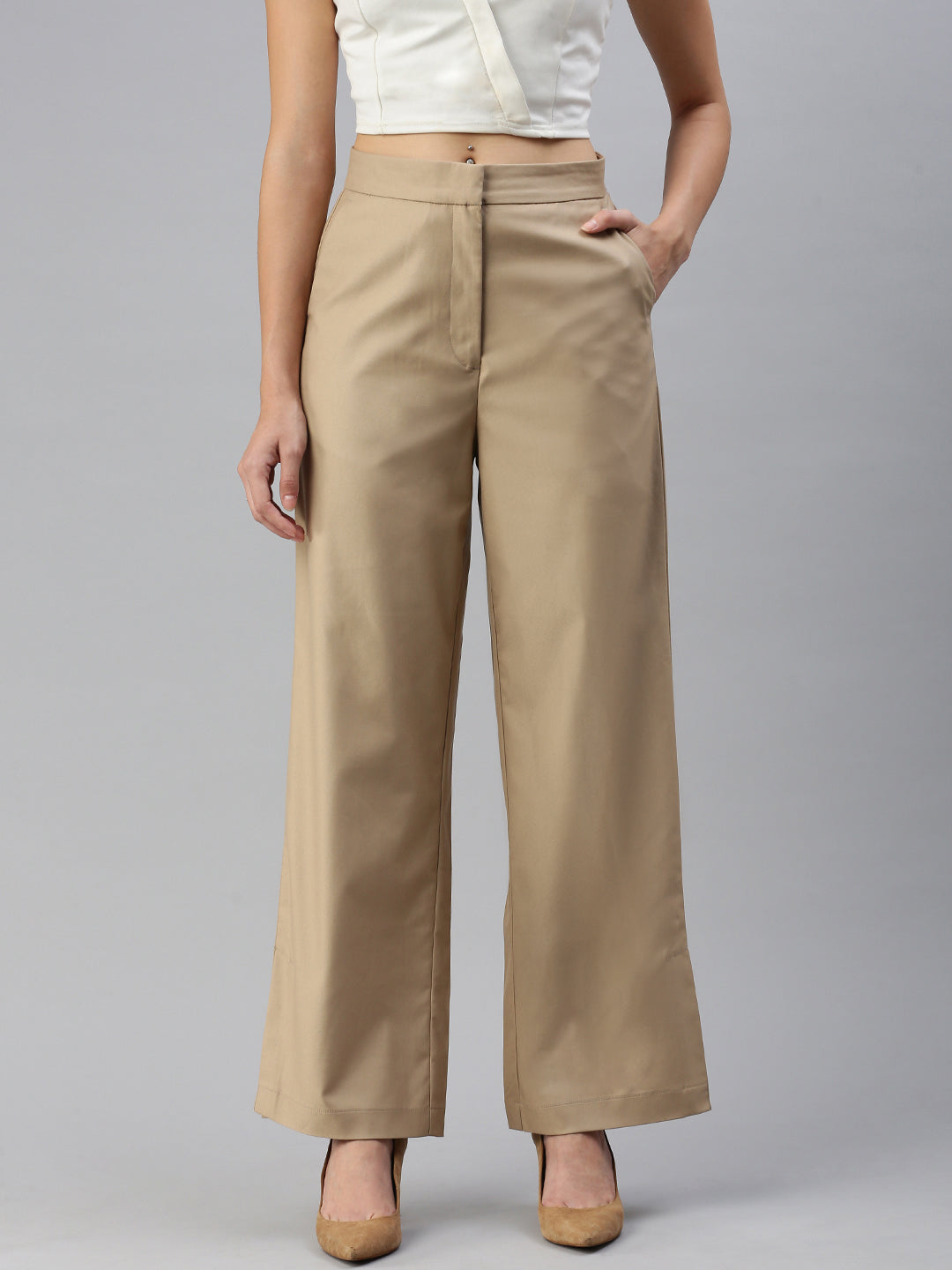 De Moza Women Formal Pants Beige