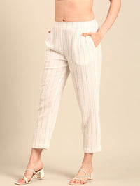 Straight Pant Yarn Dyed-White - De Moza