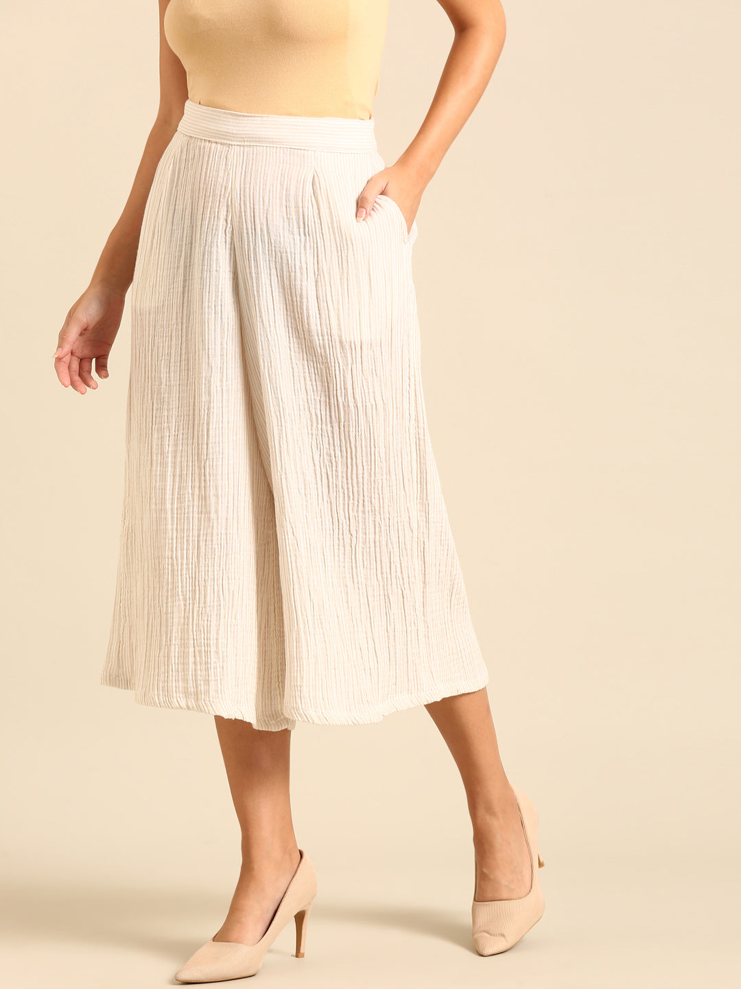 Stripped Culottes-Natural - De Moza