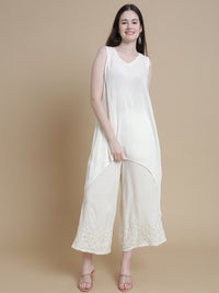 De Moza Women Woven Rayon Hi-Twist Top Offwhite - De Moza