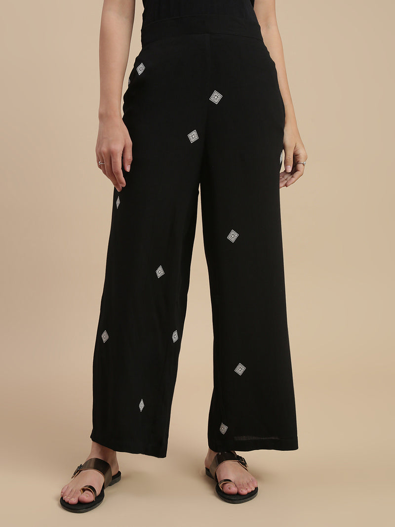 De Moza Women Casual Palazzo Black - De Moza