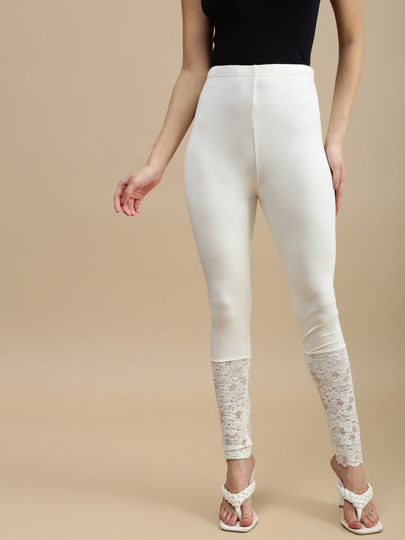 De Moza Women Casual Leggings Offwhite