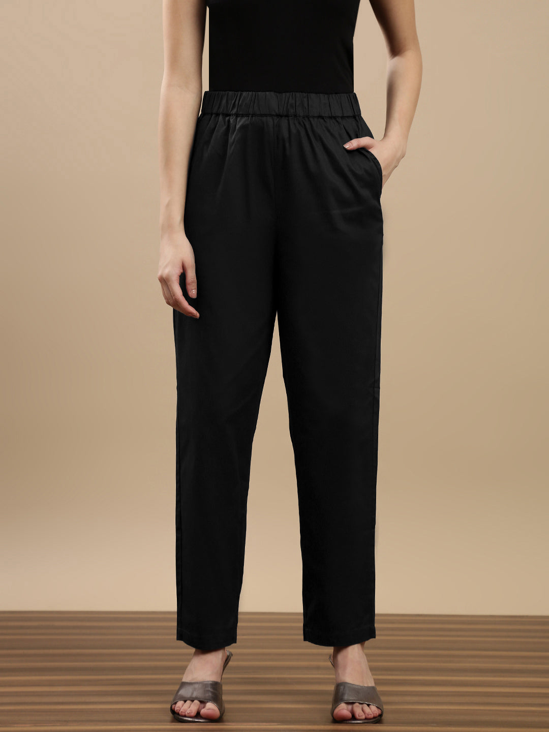 De Moza Women Casual Pants Black