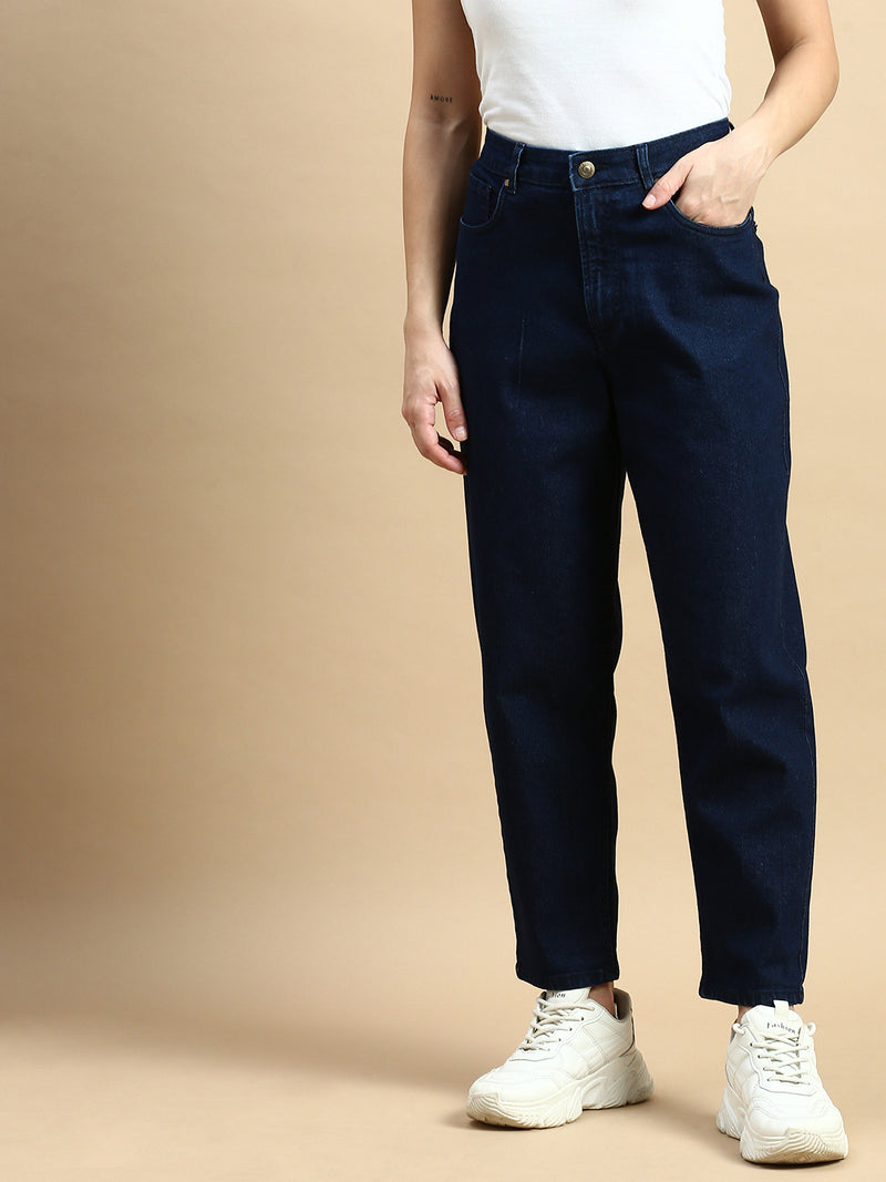 Straight Fit Jeans-Dark Blue - De Moza