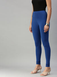 De Moza Ladies Ankle Length Leggings Solid Cotton Ink Blue