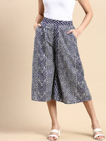 De Moza Women Printed Culottes Navy Blue